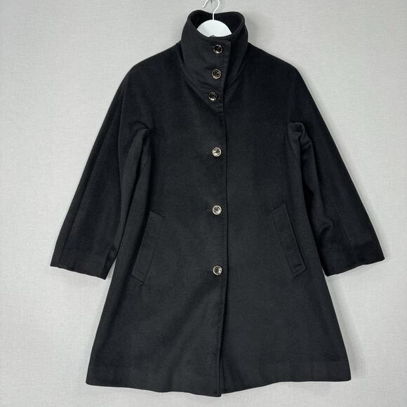 Karl Lagerfeld Womens Jacket XS Black Wool Blend Stand Up Collar Coat Old Money - Picture 1 of 13
